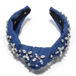 INDIGO DENIM CRYSTAL KNOTTED HEADBAND