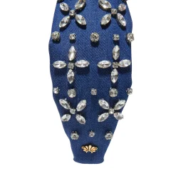 INDIGO DENIM CRYSTAL KNOTTED HEADBAND