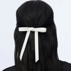 IVORY BARDOT FAUX LEATHER BOW BARRETTE