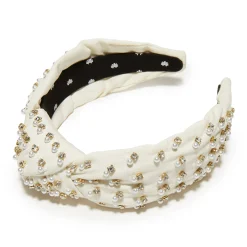 IVORY CRYSTAL EMBELLISHED KNOTTED HEADBAND