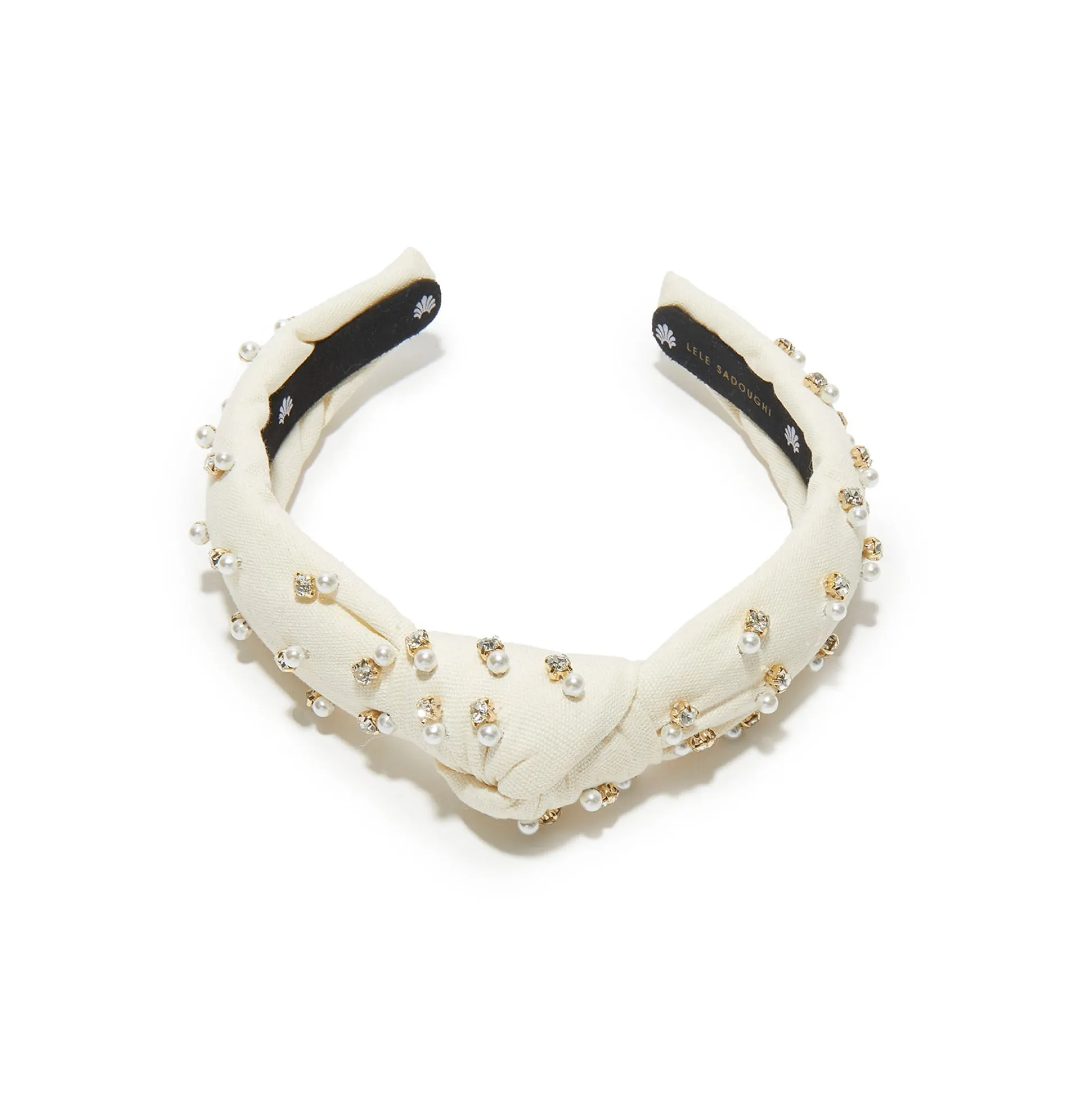 IVORY CRYSTAL EMBELLISHED KIDS KNOTTED HEADBAND