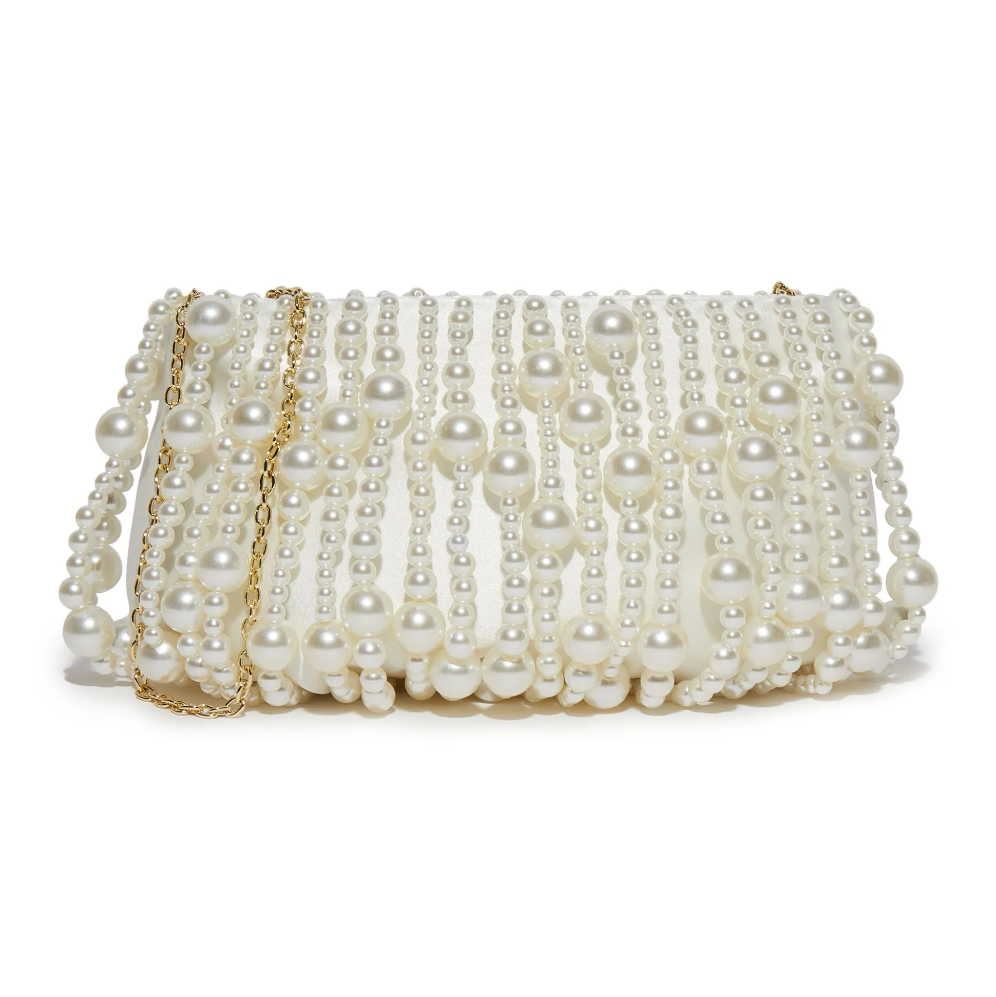 IVORY PEARL WILLOW BEADED CLUTCH