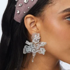 IVORY VINTAGE LACE PAPER LILY EARRINGS