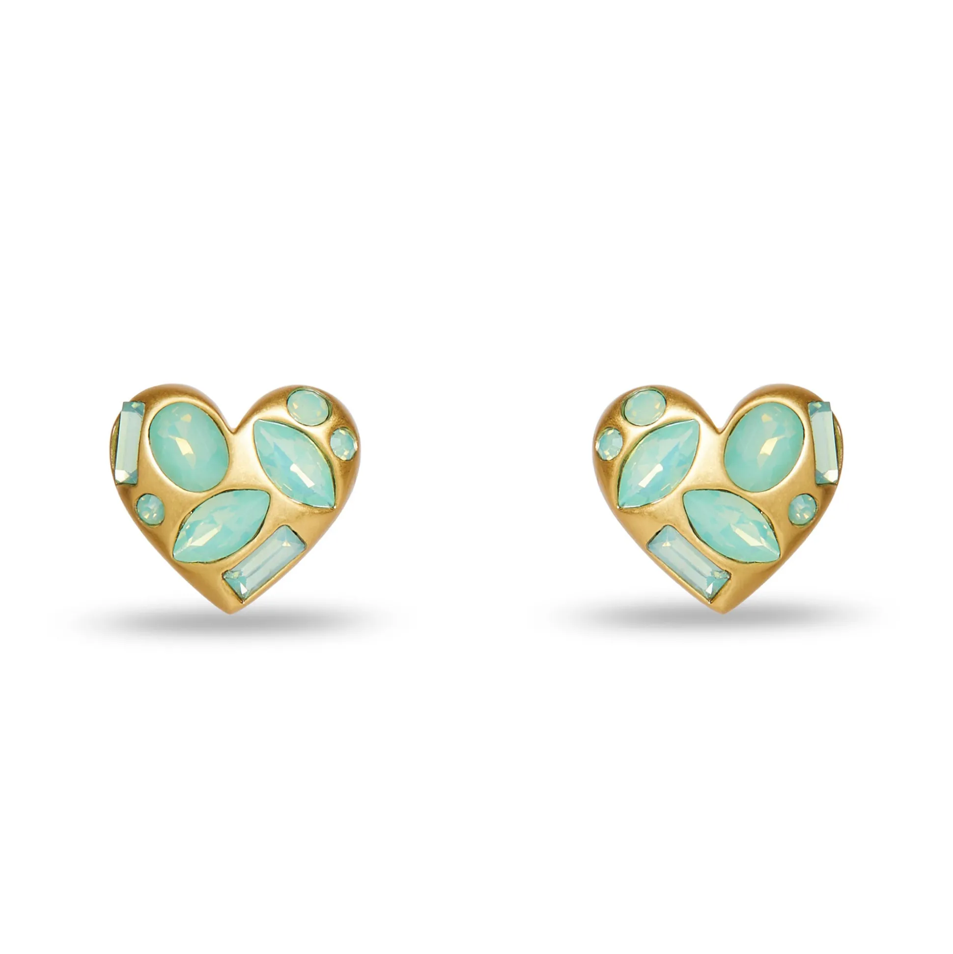 JADE CRYSTAL MOLTEN HEART BUTTON EARRINGS