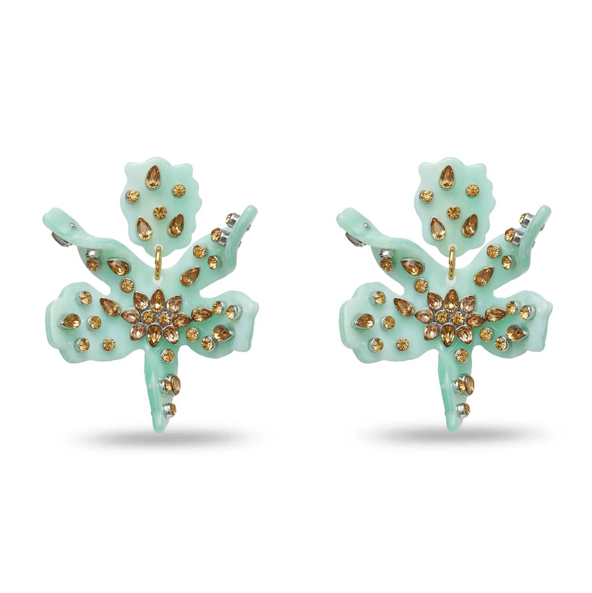 JADE SMALL EMBELLISHED PAPER LILY EARRINGS