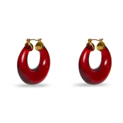 JANUARY GARNET BIRTHSTONE DOUBLE HOOP