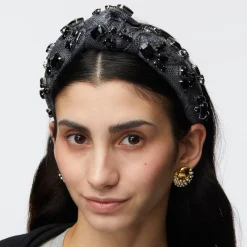 JET CANDY CRYSTAL RAFFIA KNOTTED HEADBAND
