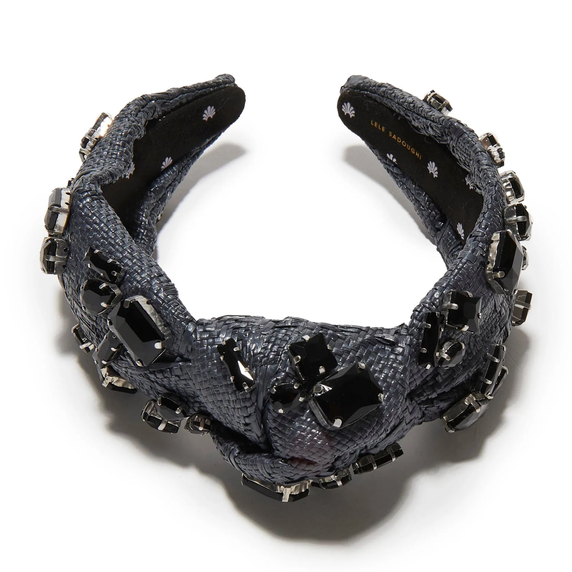 JET CANDY CRYSTAL RAFFIA KNOTTED HEADBAND
