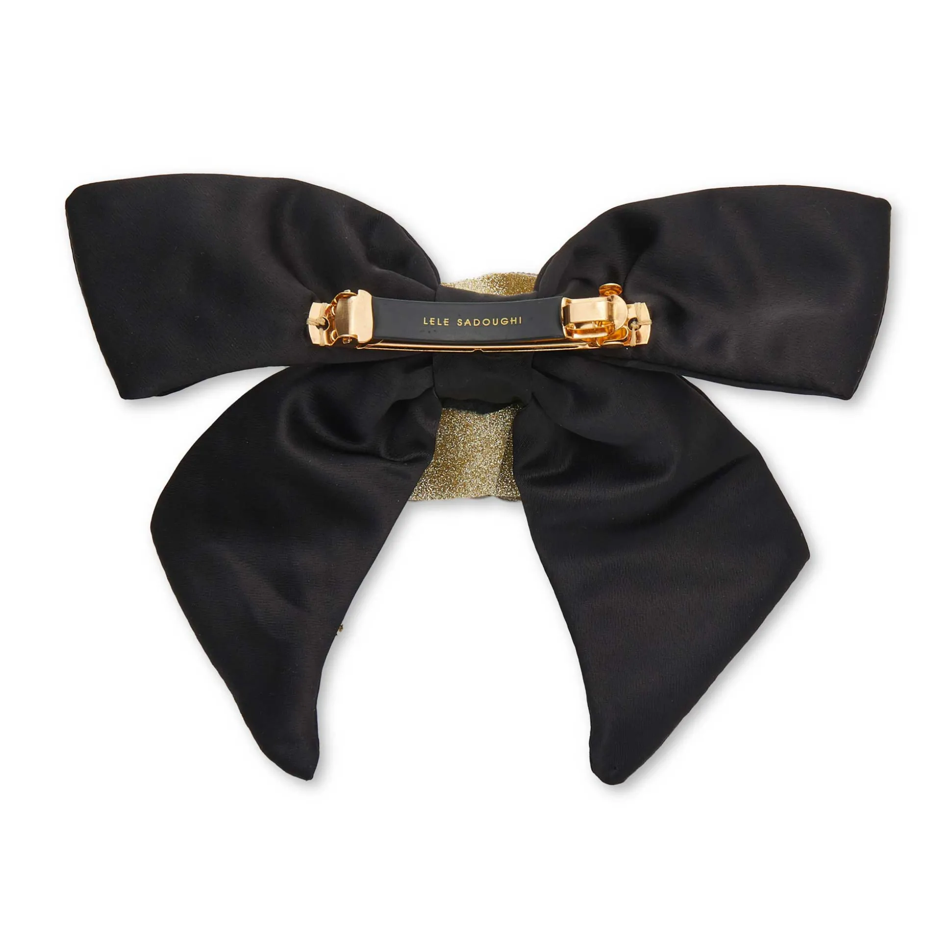 JET CRYSTAL PAVE ROSE BOW BARRETTE