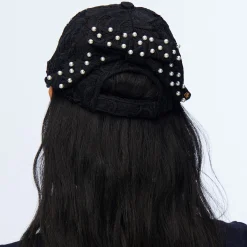 JET LACE BOW EMBELLISHED BASEBALL CAP