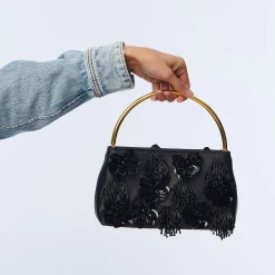 JET MARLOWE FLORAL APPLIQUE HANDBAG