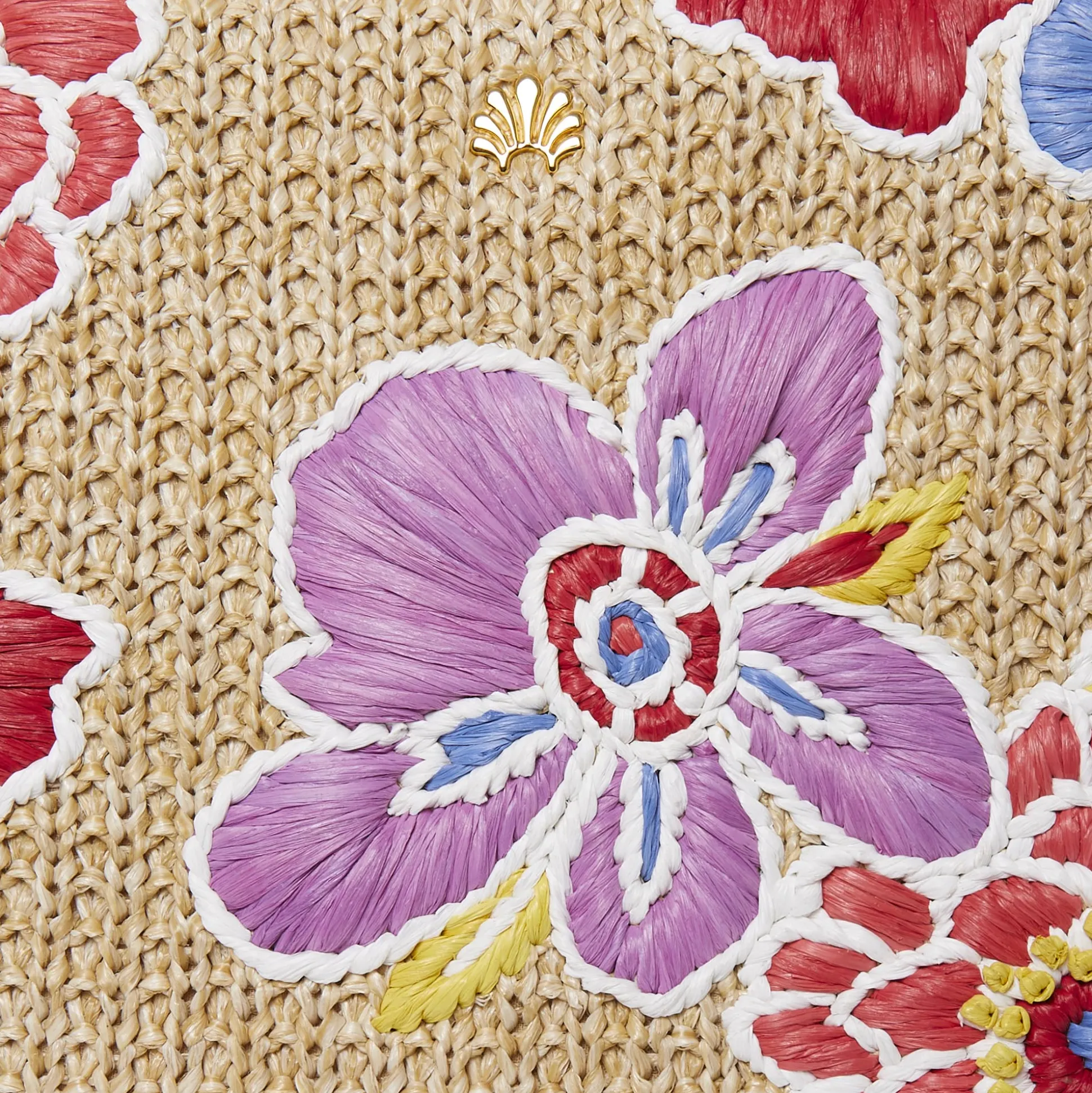 LELE SADOUGHI X TRINA TURK FLORAL PARADISE MAYA RAFFIA MINI TOTE