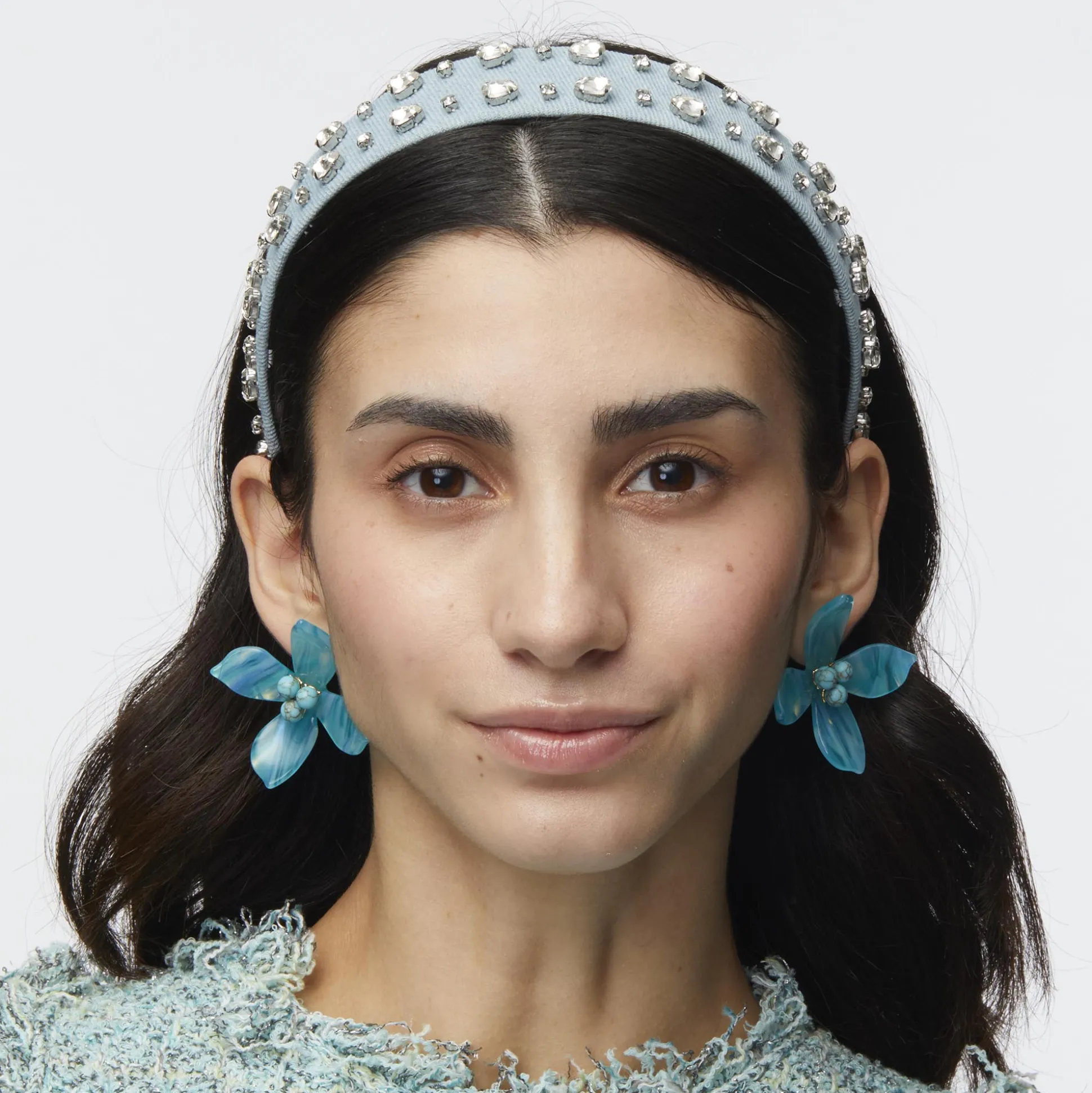 LIGHT DENIM BESSETTE CRYSTAL TRIM HEADBAND