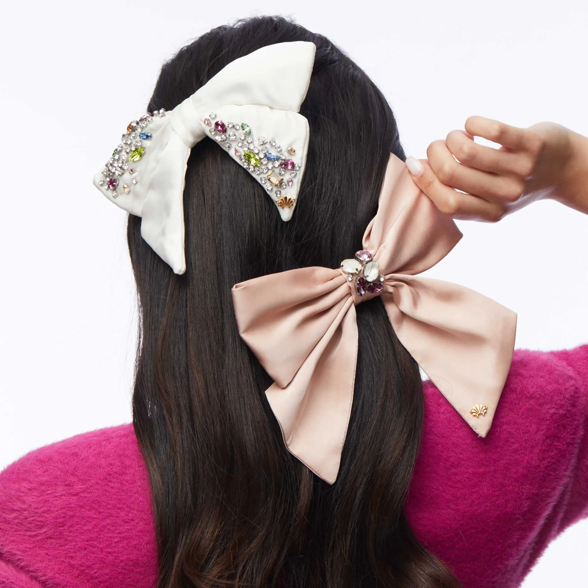 LIGHT ROSE NATALIA SWAROVSKI® BOW BARRETTE