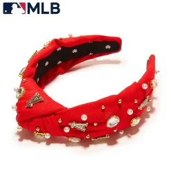 LOS ANGELES ANGELS LELE SADOUGHI / MLB RED EMBELLISHED KNOTTED HEADBAND