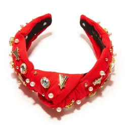 LOS ANGELES ANGELS LELE SADOUGHI / MLB RED EMBELLISHED KNOTTED HEADBAND