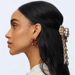 MERLOT BEADED HOOP EARRINGS