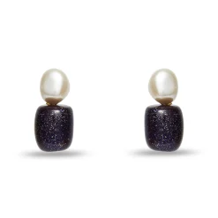 MIDNIGHT PEBBLE STUD EARRINGS
