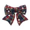 MIDNIGHT PLAID SET OF 4 EMBELLISHED PLAID BOW NAPKIN RINGS