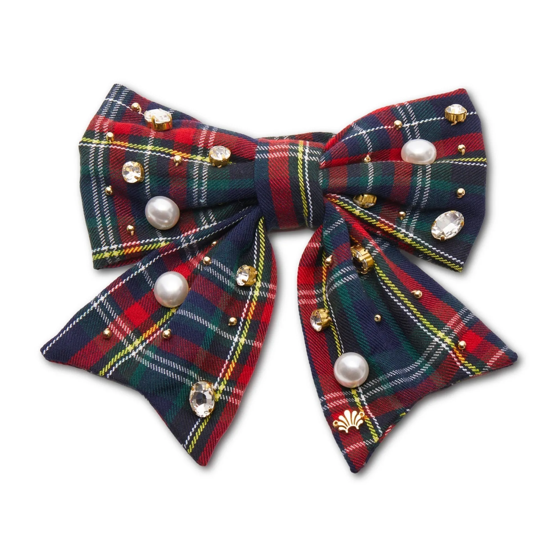MIDNIGHT PLAID SET OF 4 EMBELLISHED PLAID BOW NAPKIN RINGS