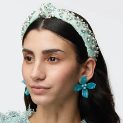 MINT SLIM KNOTTED CRYSTAL GRID HEADBAND