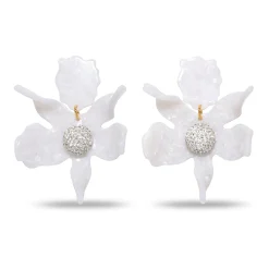 MOTHER OF PEARL CRYSTAL LILY EARRINGS