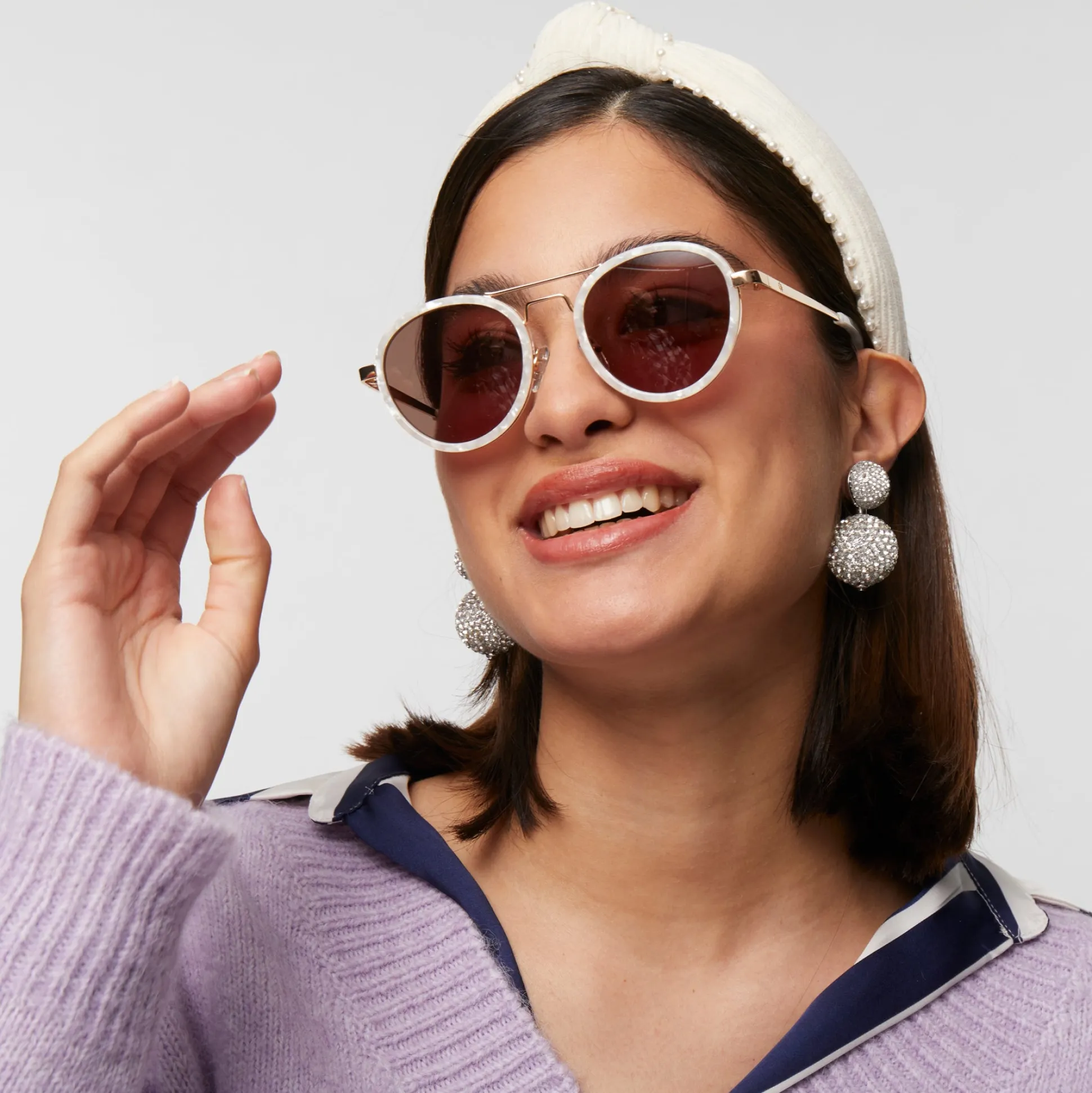 MOTHER OF PEARL DOWNTOWN AVIATOR SUNGLASSES