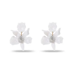 MOTHER OF PEARL SMALL CRYSTAL LILY EARRINGS