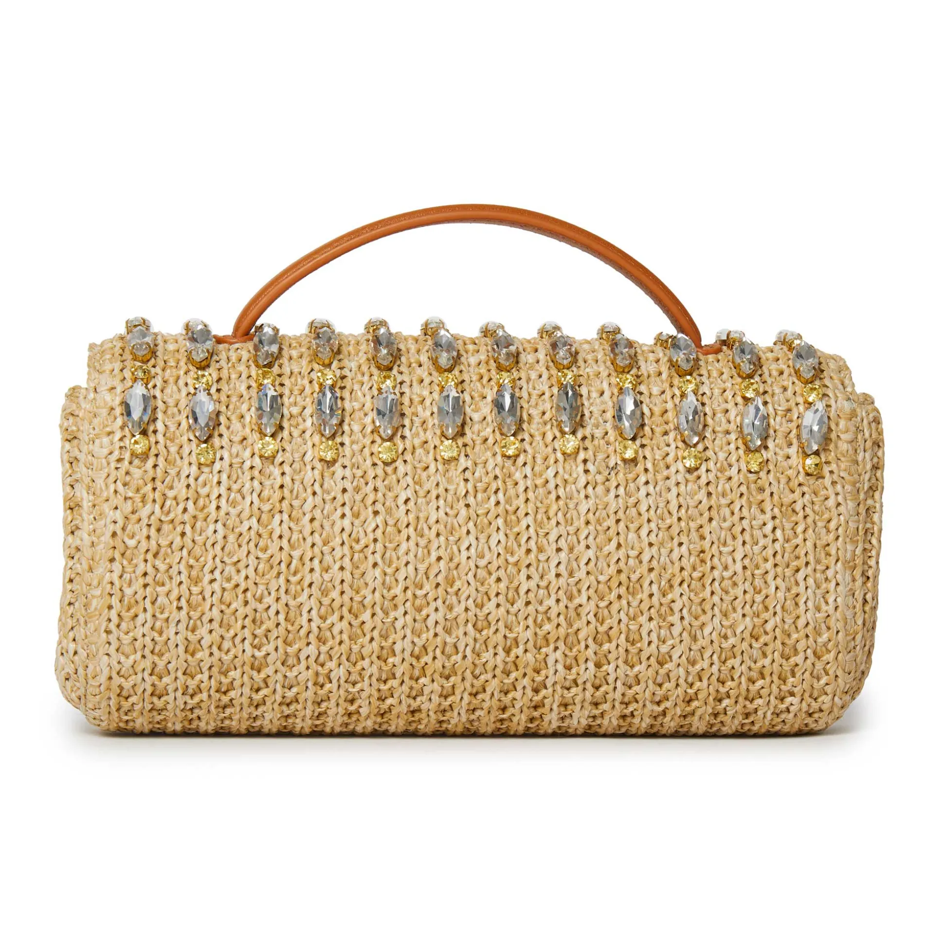 NATURAL CRYSTAL EMBELLISHED TOP HANDLE MINI TABITHA BAG