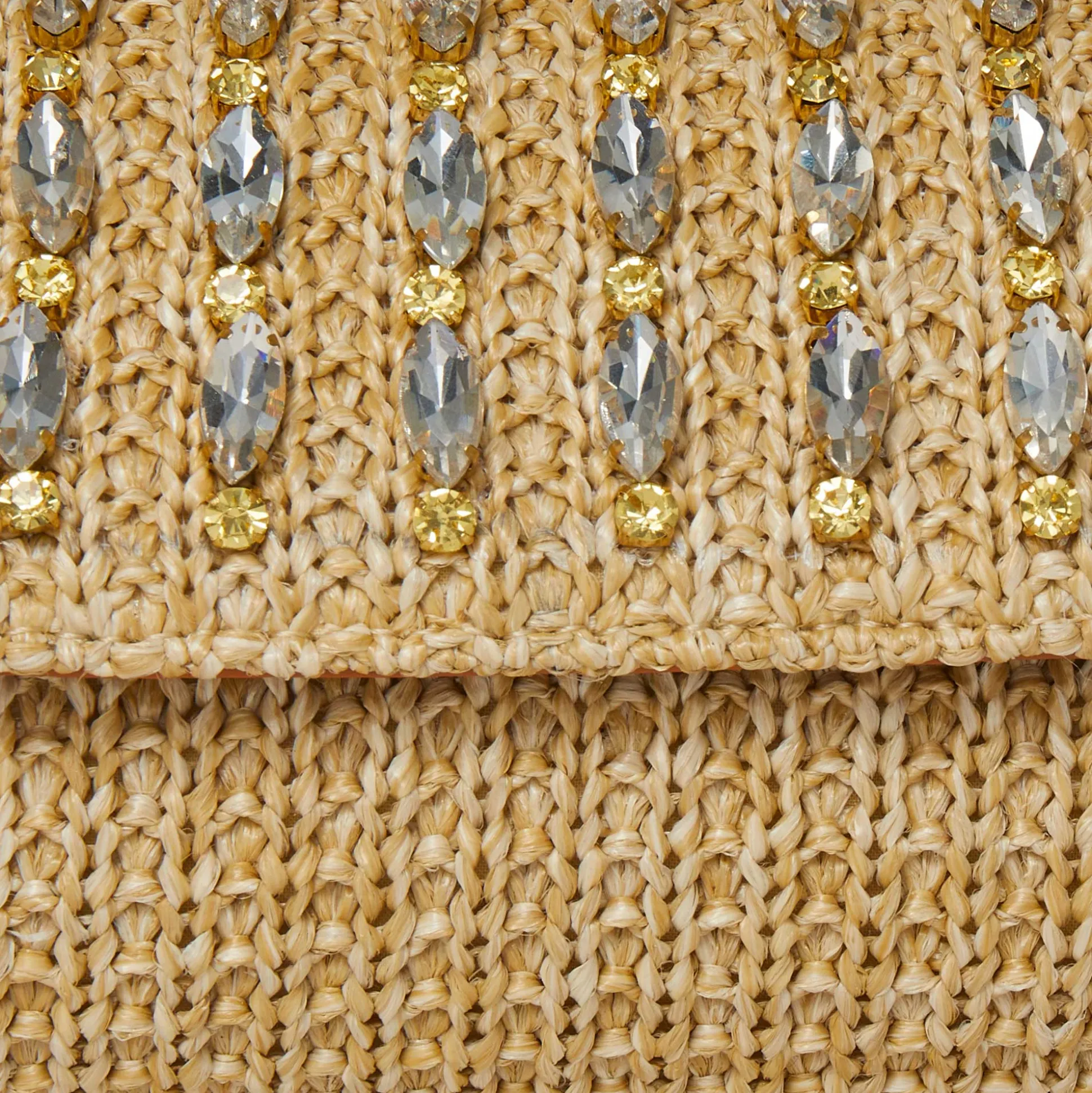 NATURAL CRYSTAL EMBELLISHED TOP HANDLE MINI TABITHA BAG