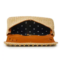 NATURAL CRYSTAL EMBELLISHED TOP HANDLE MINI TABITHA BAG