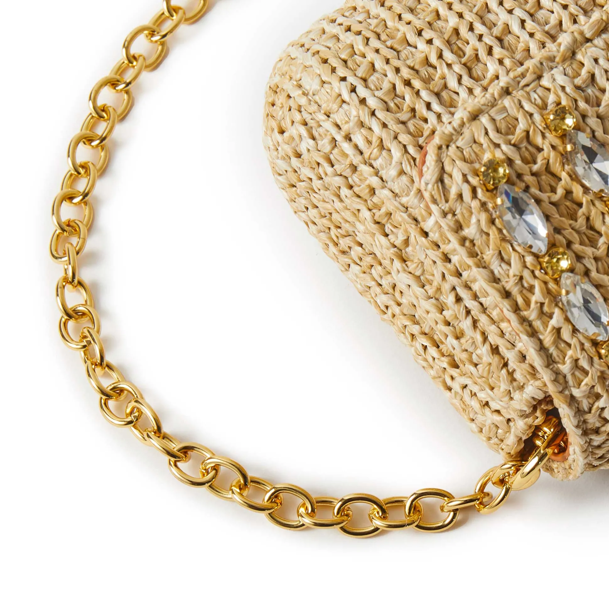 NATURAL CRYSTAL EMBELLISHED TOP HANDLE MINI TABITHA BAG