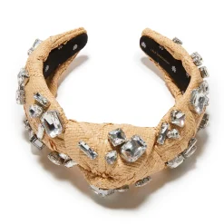 NATURAL KNOTTED CANDY CRYSTAL RAFFIA HEADBAND