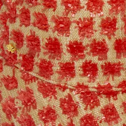 NATURAL MELON DOTTED RAFFIA LONG BRIM BUCKET HAT