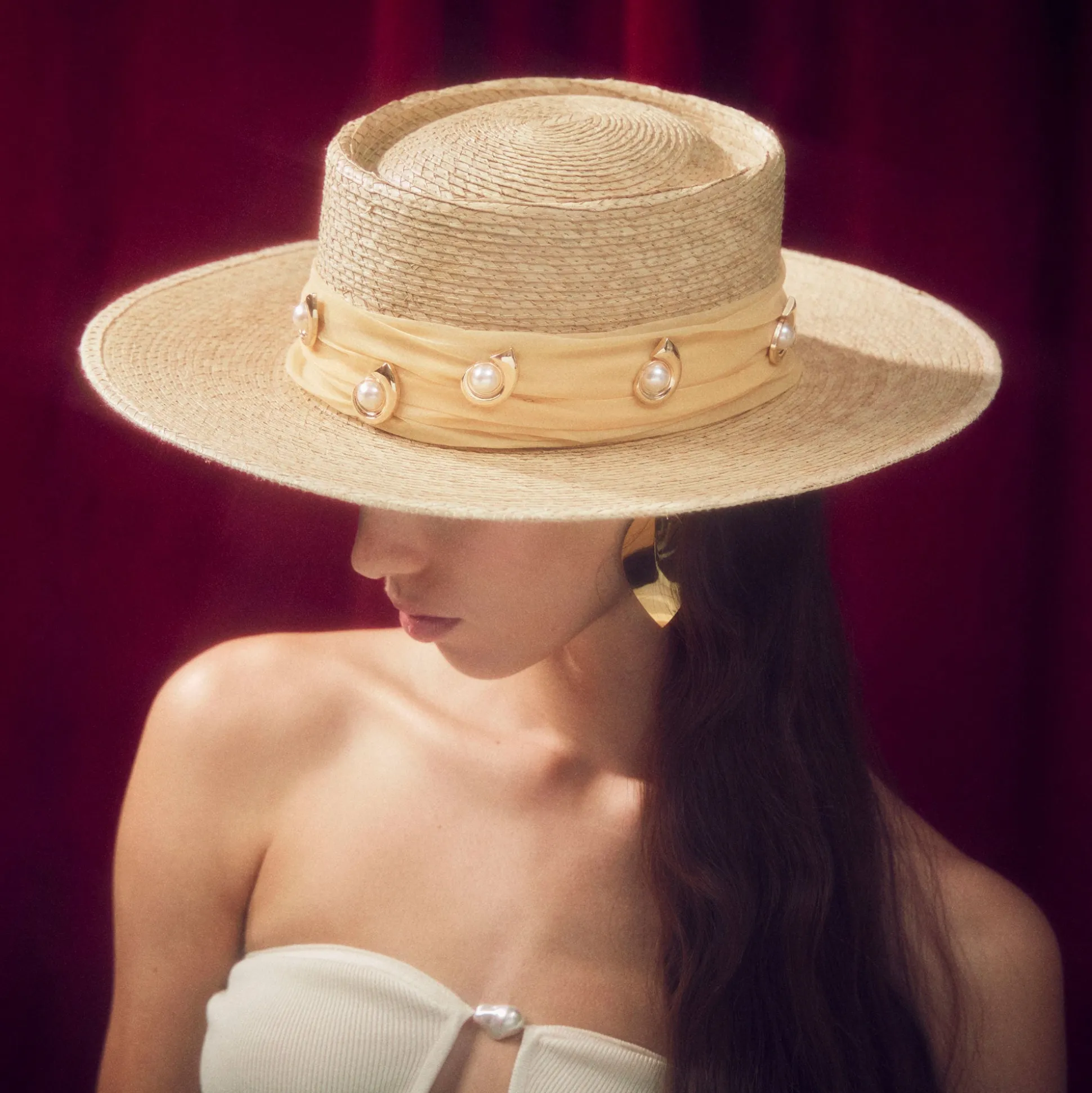 NATURAL MICHELLE DÉCO SWIRL STRAW HAT