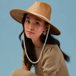 NATURAL PEARL STRAND STRAW HAT