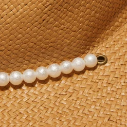 NATURAL PEARL STRAND STRAW HAT