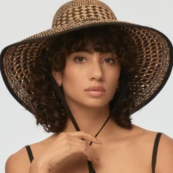 NEUTRAL NIGHT BRIELLE CHECKERED STRAW HAT