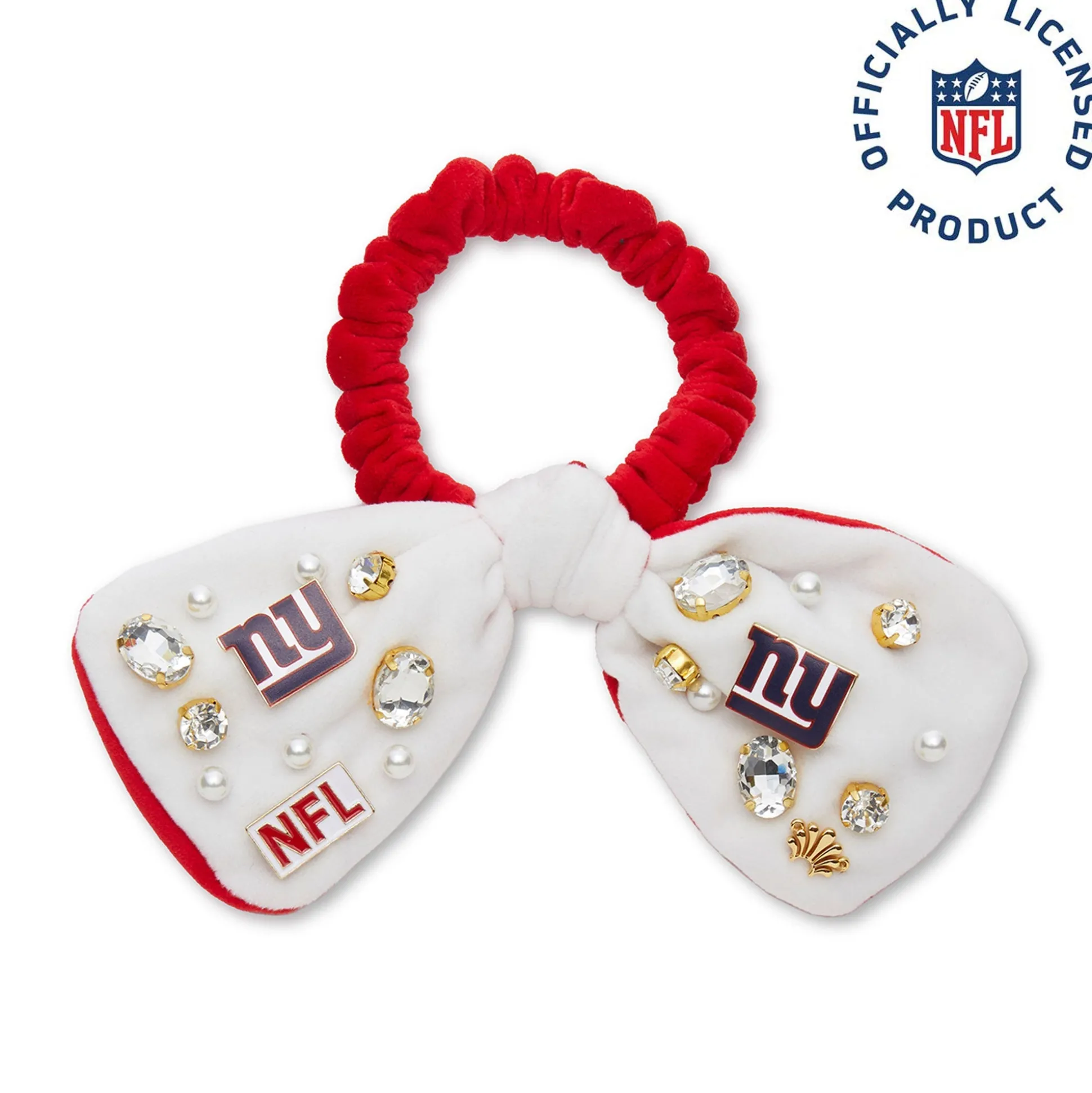 NEW YORK GIANTS LELE SADOUGHI X NFL IVORY RED BOW SCRUNCHIE