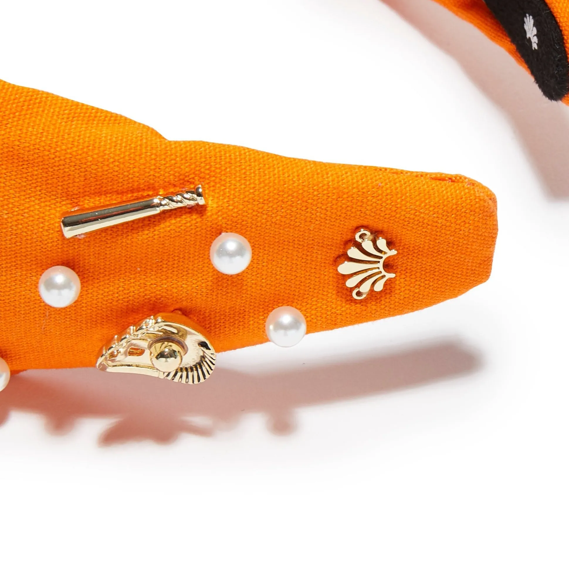 NY METS LELE SADOUGHI / MLB ORANGE EMBELLISHED KNOTTED HEADBAND