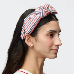 PATRIOTIC STRIPE HOLLY STRIPED EMBELLISHED HEADBAND