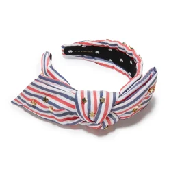 PATRIOTIC STRIPE HOLLY STRIPED EMBELLISHED HEADBAND