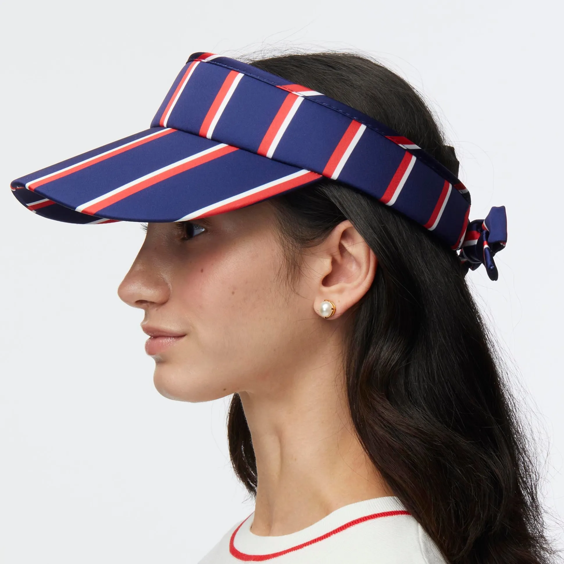 PATRIOTIC STRIPE STRIPED COTTON BOW TIE VISOR