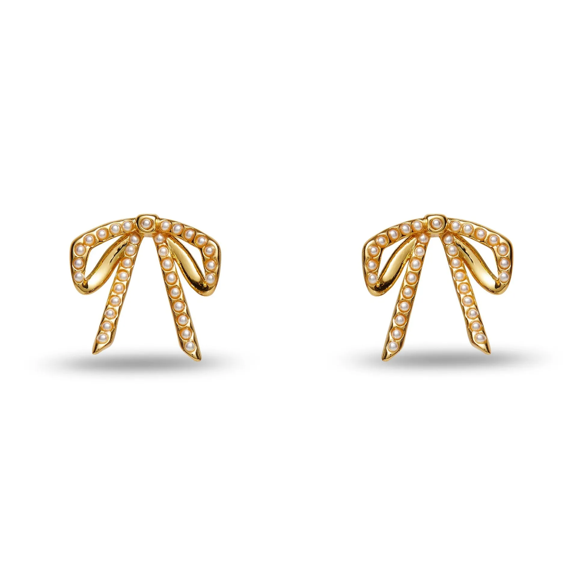 PEARL MINI BOW STUD EARRINGS
