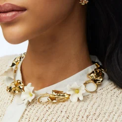 PEARL RUFFLED LILY COLLAR NECKLACE