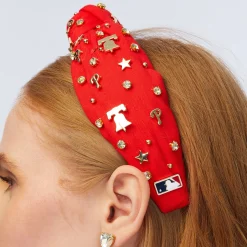 PHILADELPHIA PHILLIES LELE SADOUGHI / MLB RED EMBELLISHED KNOTTED HEADBAND