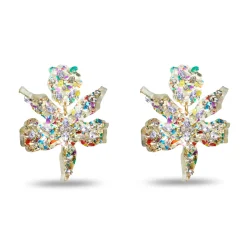RAINBOW CONFETTI EMBELLISHED SMALL PAPER LILY EARRINGS