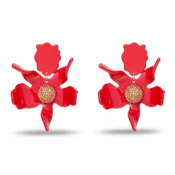 SCARLET CRYSTAL LILY EARRINGS