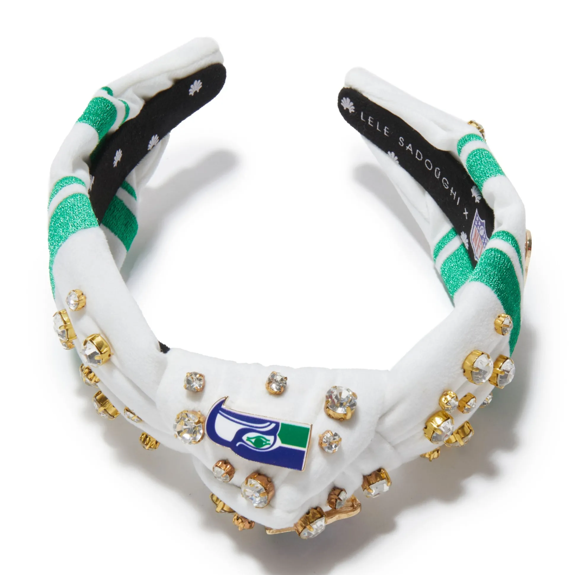 SEATTLE SEAHAWKS LELE SADOUGHI X NFL IVORY EMBELLISHED KNOTTED HEADBAND