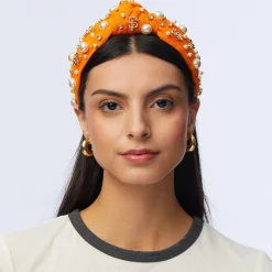 SF GIANTS LELE SADOUGHI / MLB ORANGE EMBELLISHED KNOTTED HEADBAND